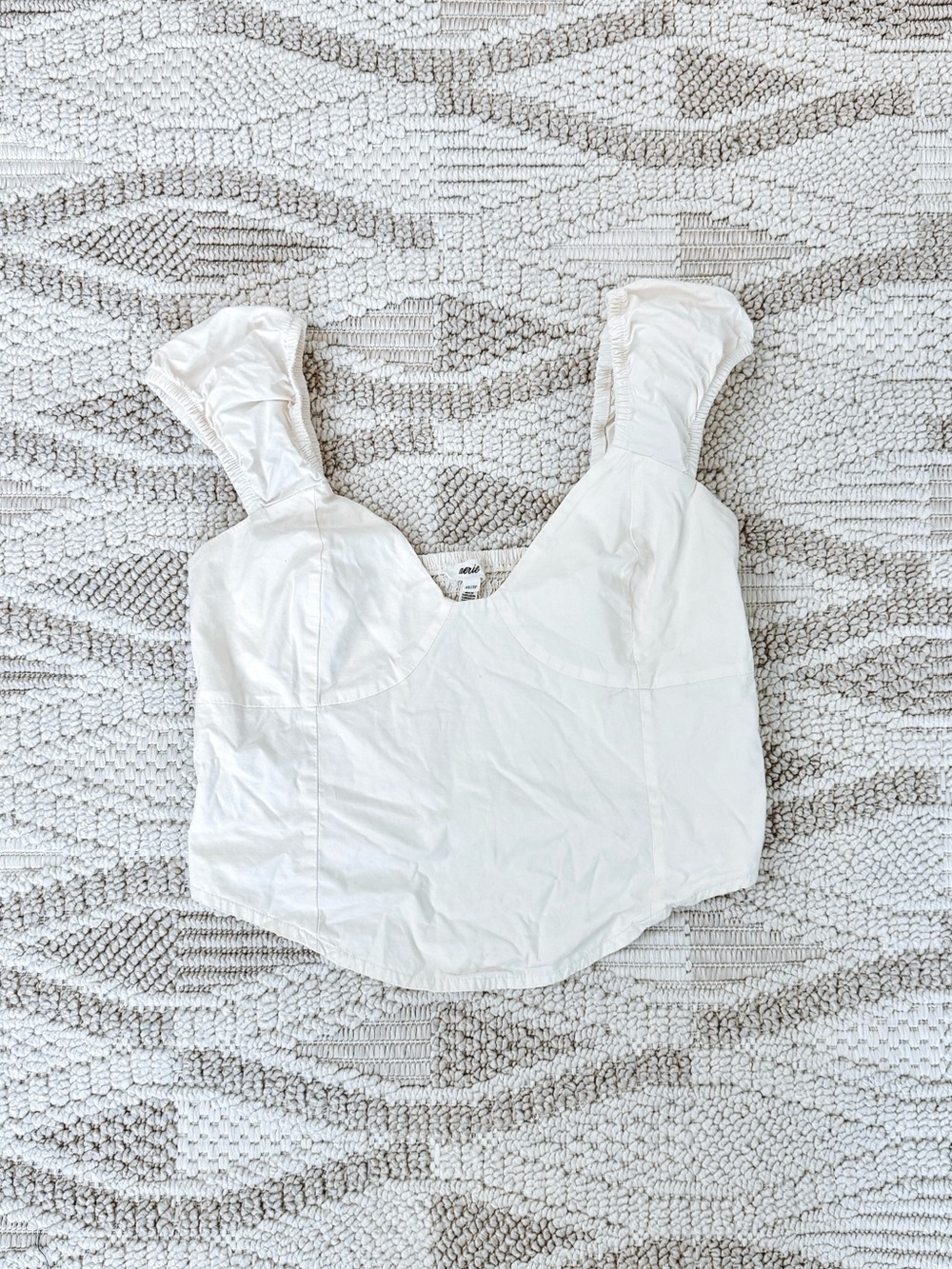 Aerie Cream Ruffled Bustier Camisole Tank with Smocked Back